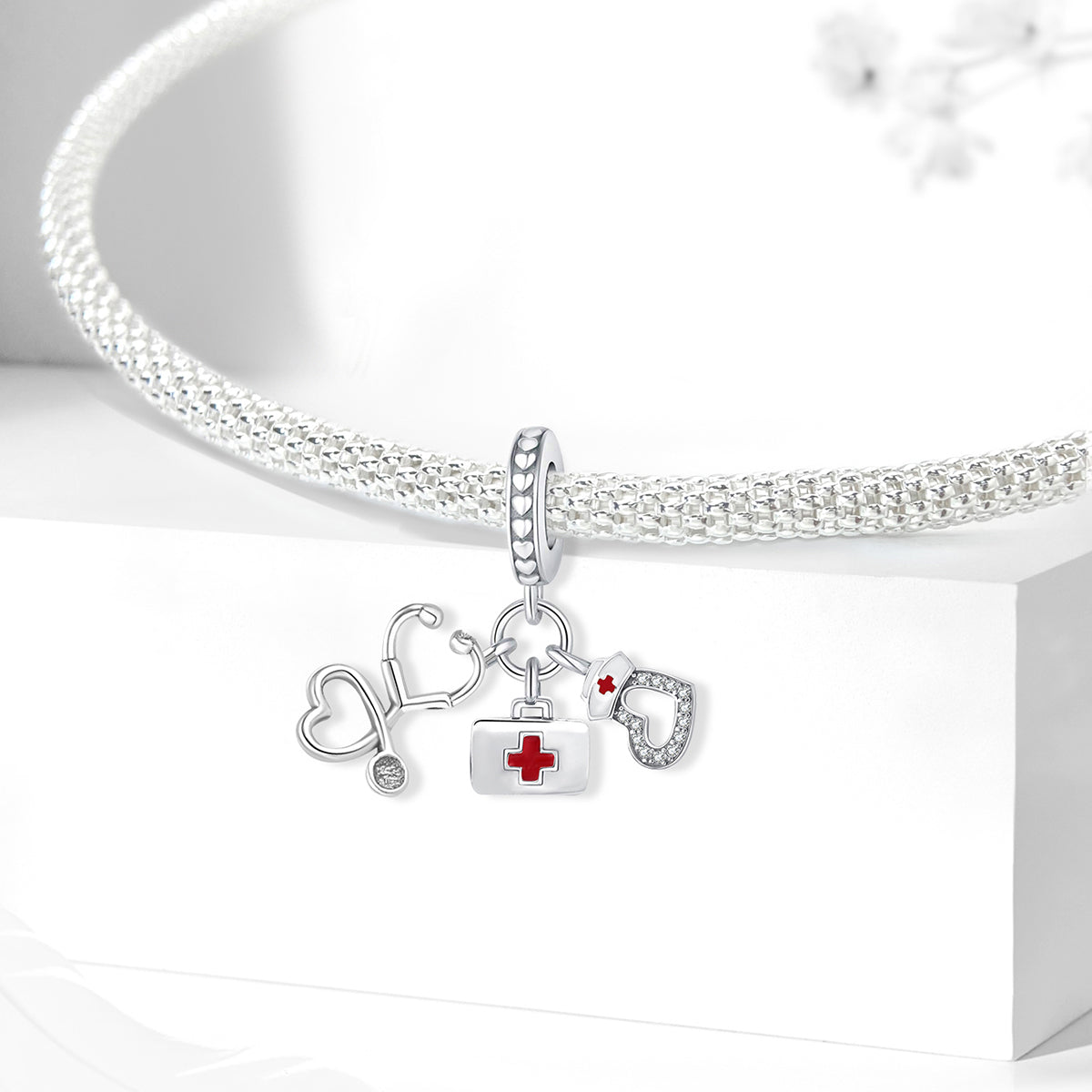 925 Sterling silver first aid kit charm bead