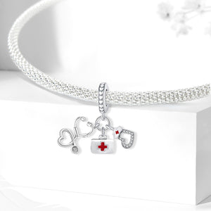 925 Sterling silver first aid kit charm bead