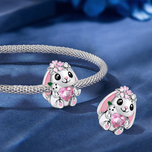 **Rabbit Beads | Black Foam Base + Pink Zirconia | Cute Design**