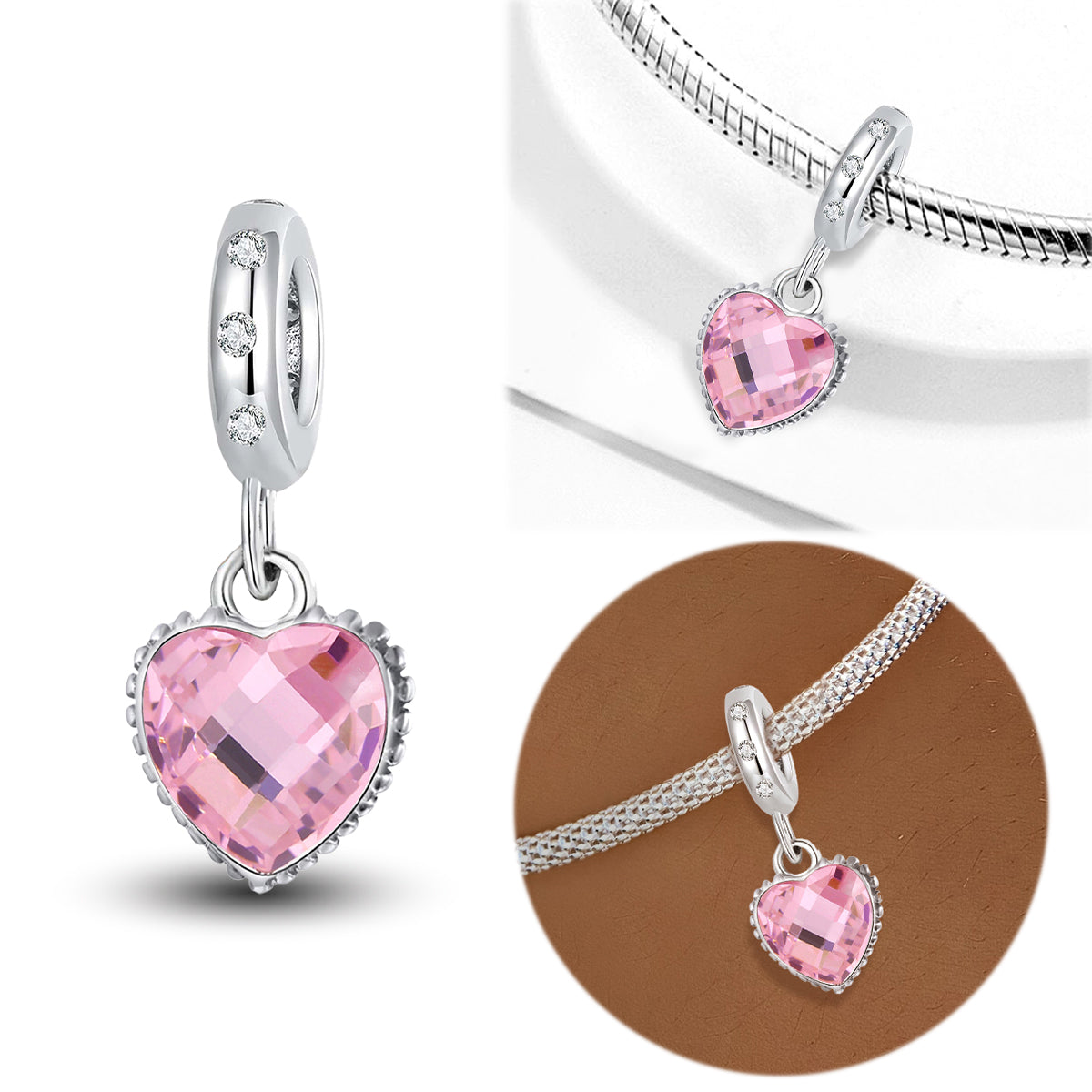 925 Sterling silver heart  charm bead