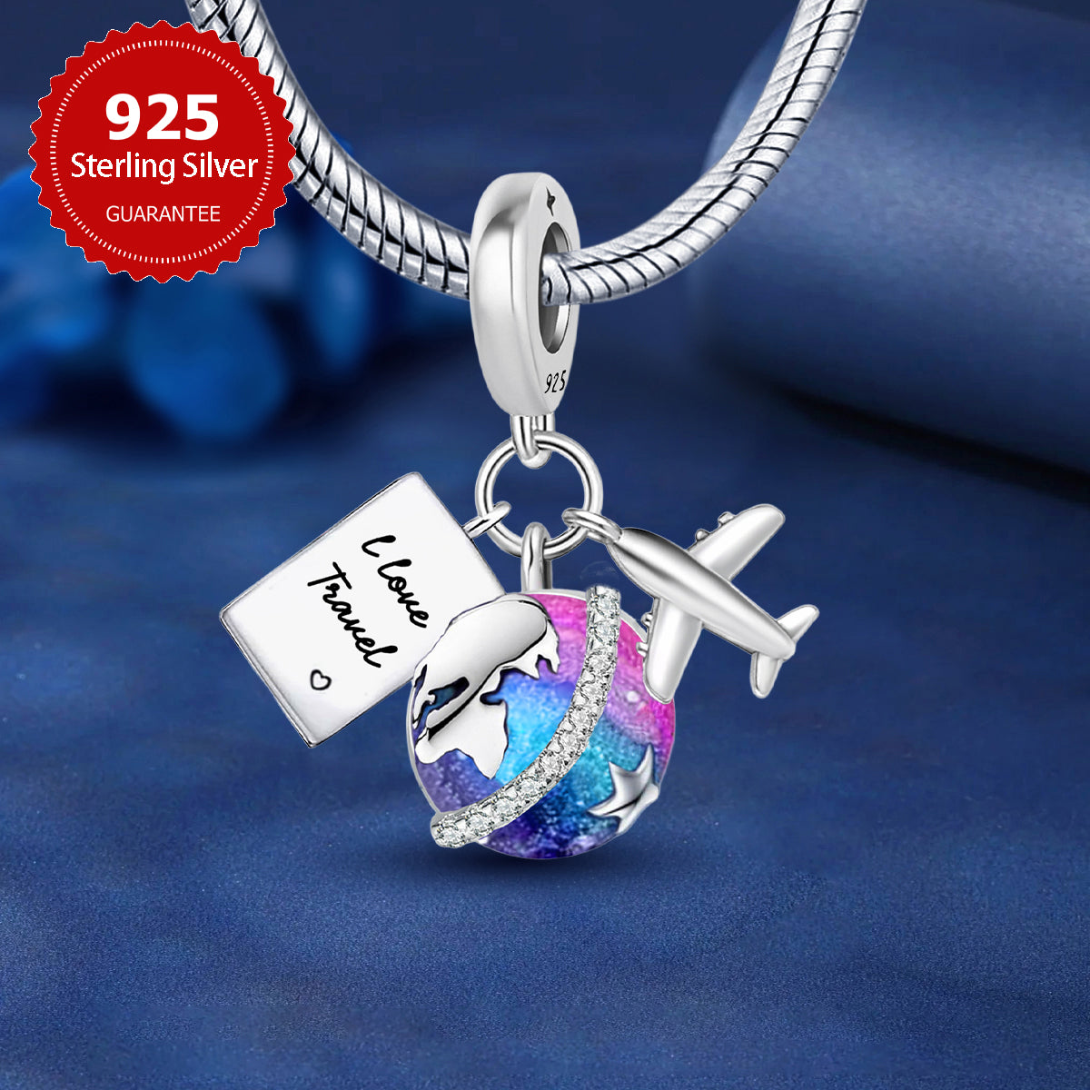 925 Sterling silver airplane charm bead