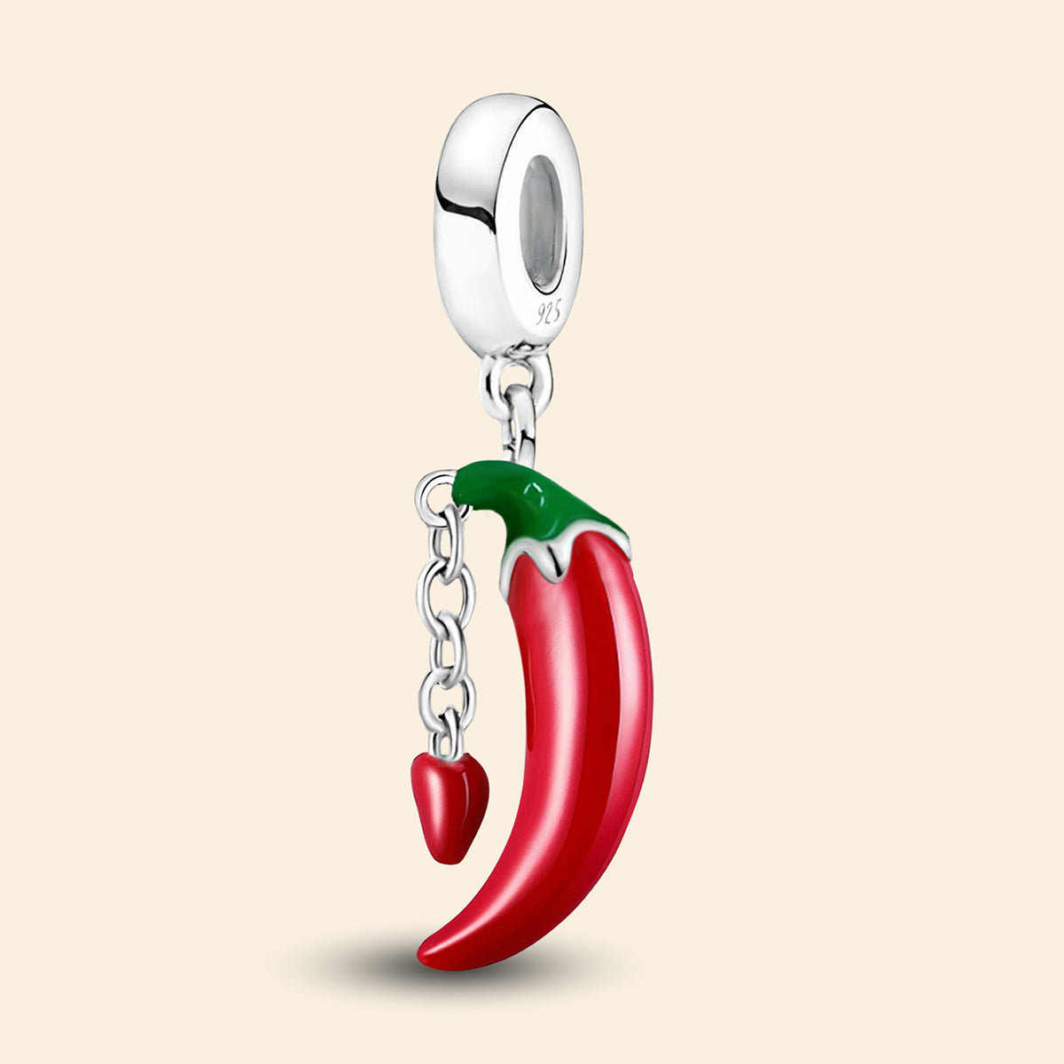 925 Sterling silver chili charm bead