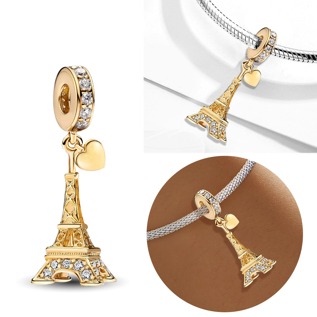 925 Sterling silver Eiffel Tower charm bead