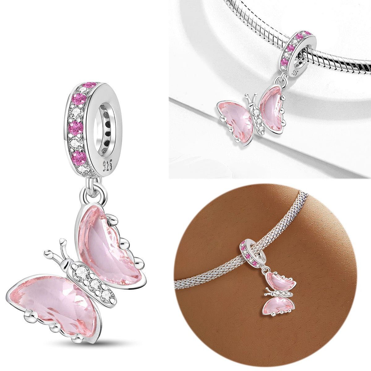 925 Sterling silver butterfly charm bead