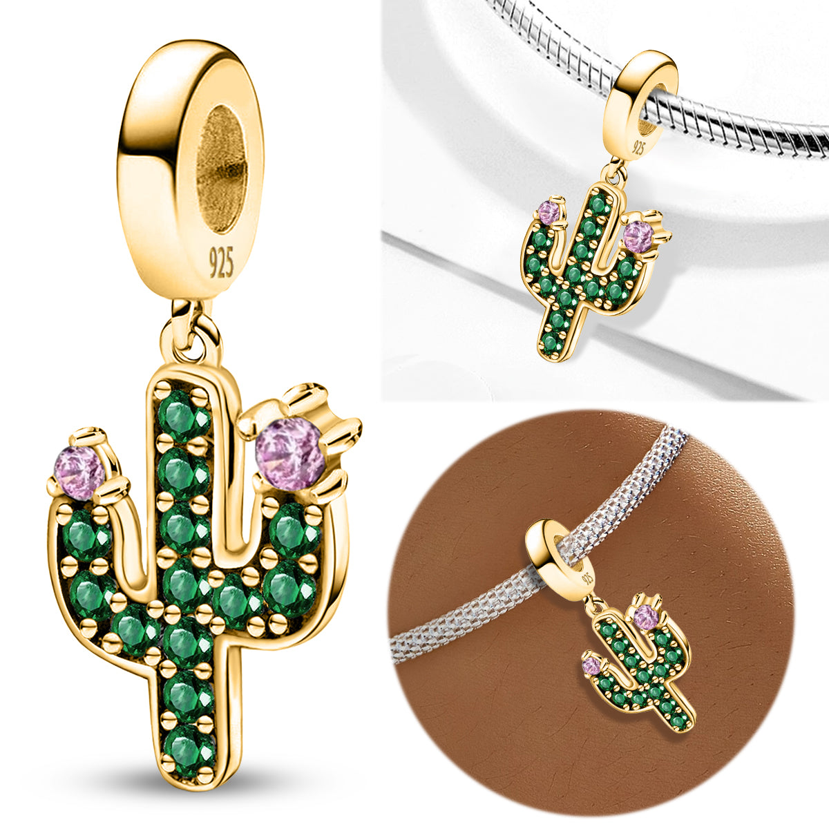 925 Sterling silver cactus bead