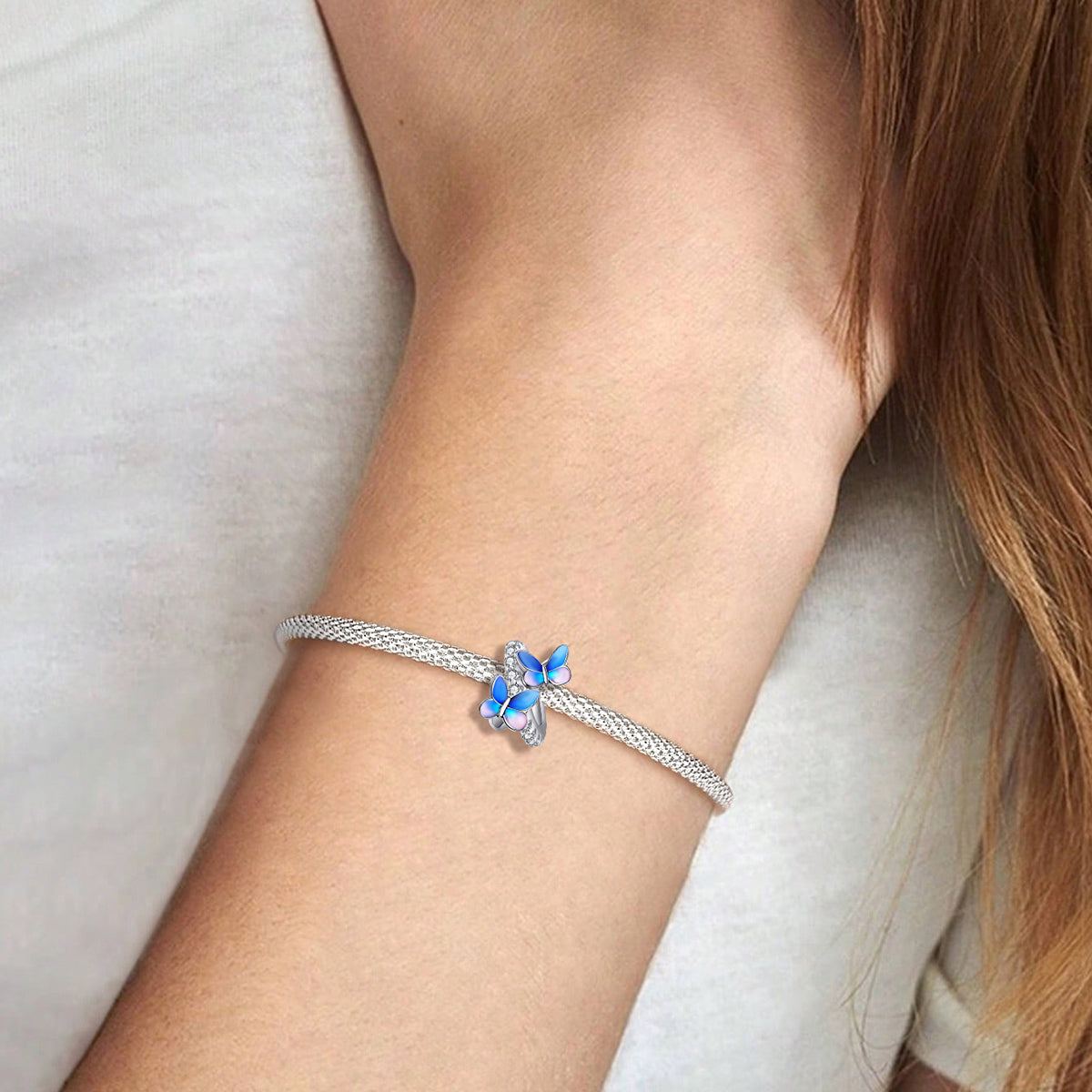 925 Sterling silver butterfly charm bead