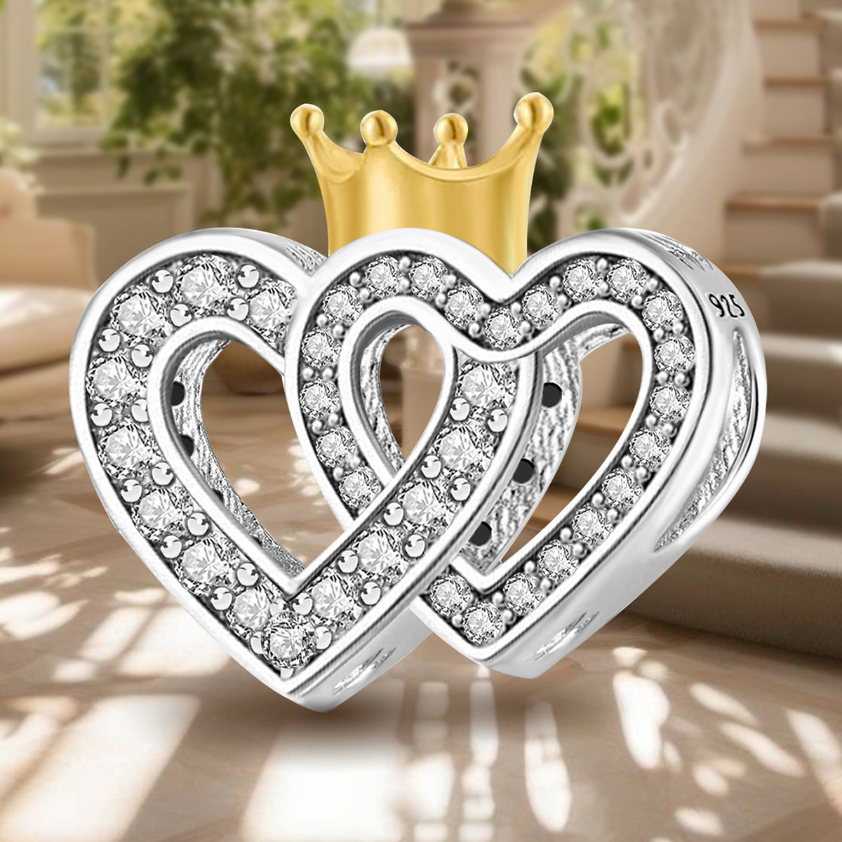 925 Sterling silver heart  charm bead