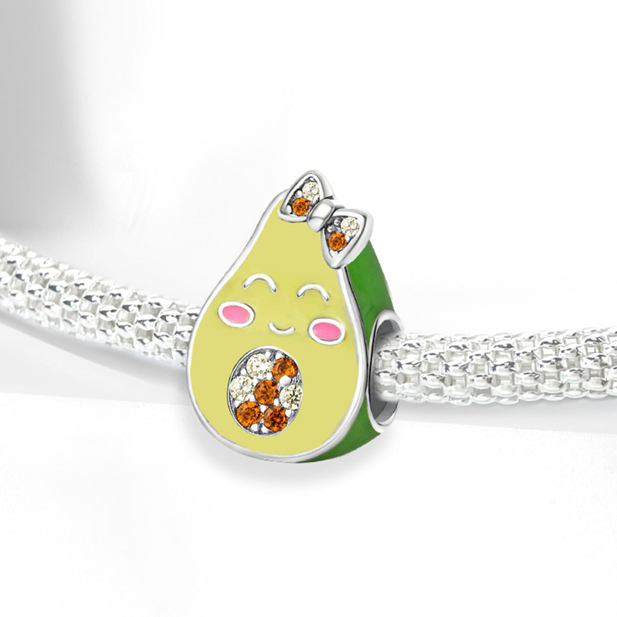 925 Sterling silver avocado bead