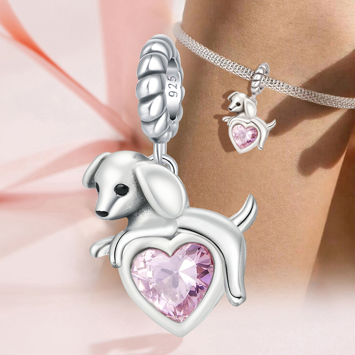 925 Sterling silver dog bead