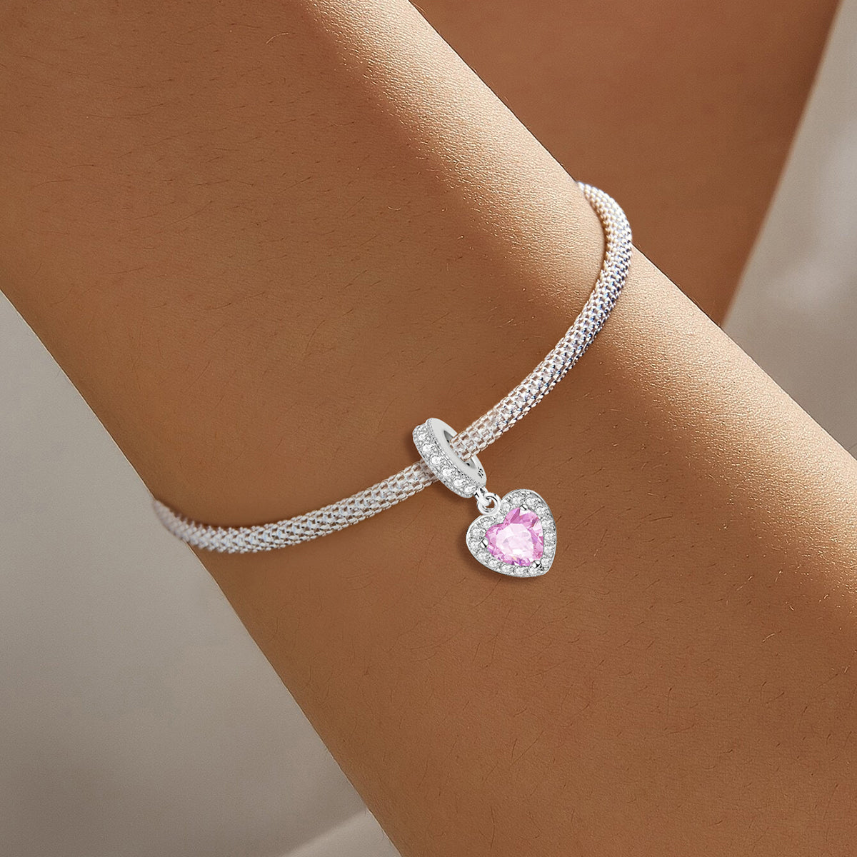 925 Sterling silver heart  charm bead
