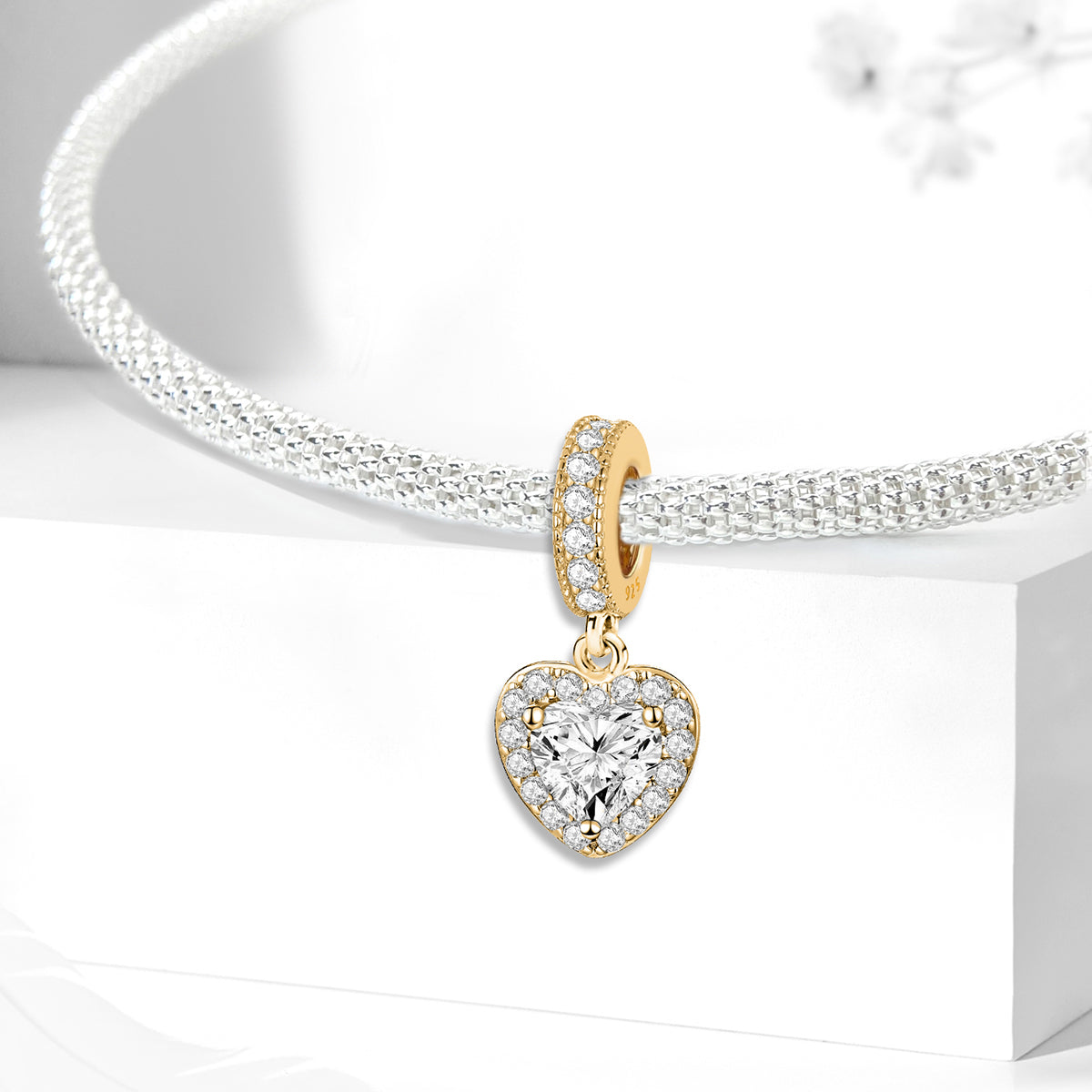 925 Sterling silver heart  charm bead