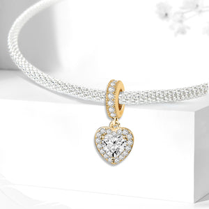 925 Sterling silver heart  charm bead