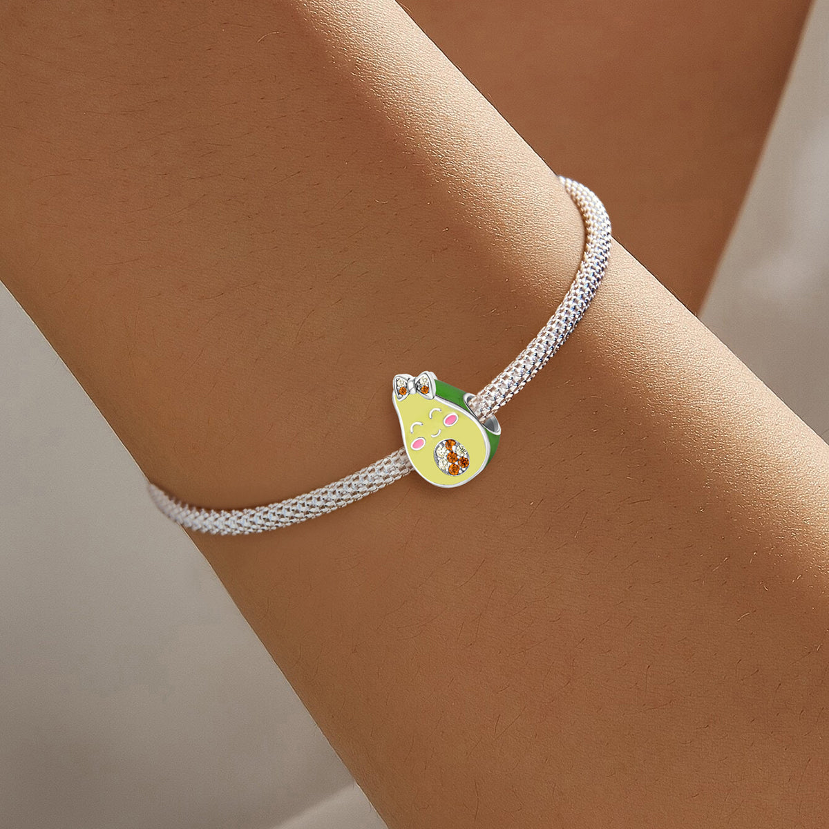 925 Sterling silver avocado bead