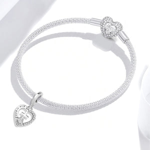 925 Sterling silver heart  charm bead
