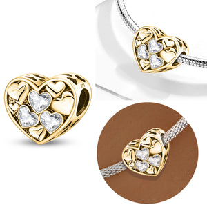 Heart-to-Heart Beads | Gold Base + White Zircon