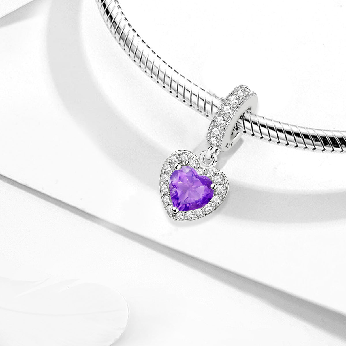 925 Sterling silver heart  charm bead