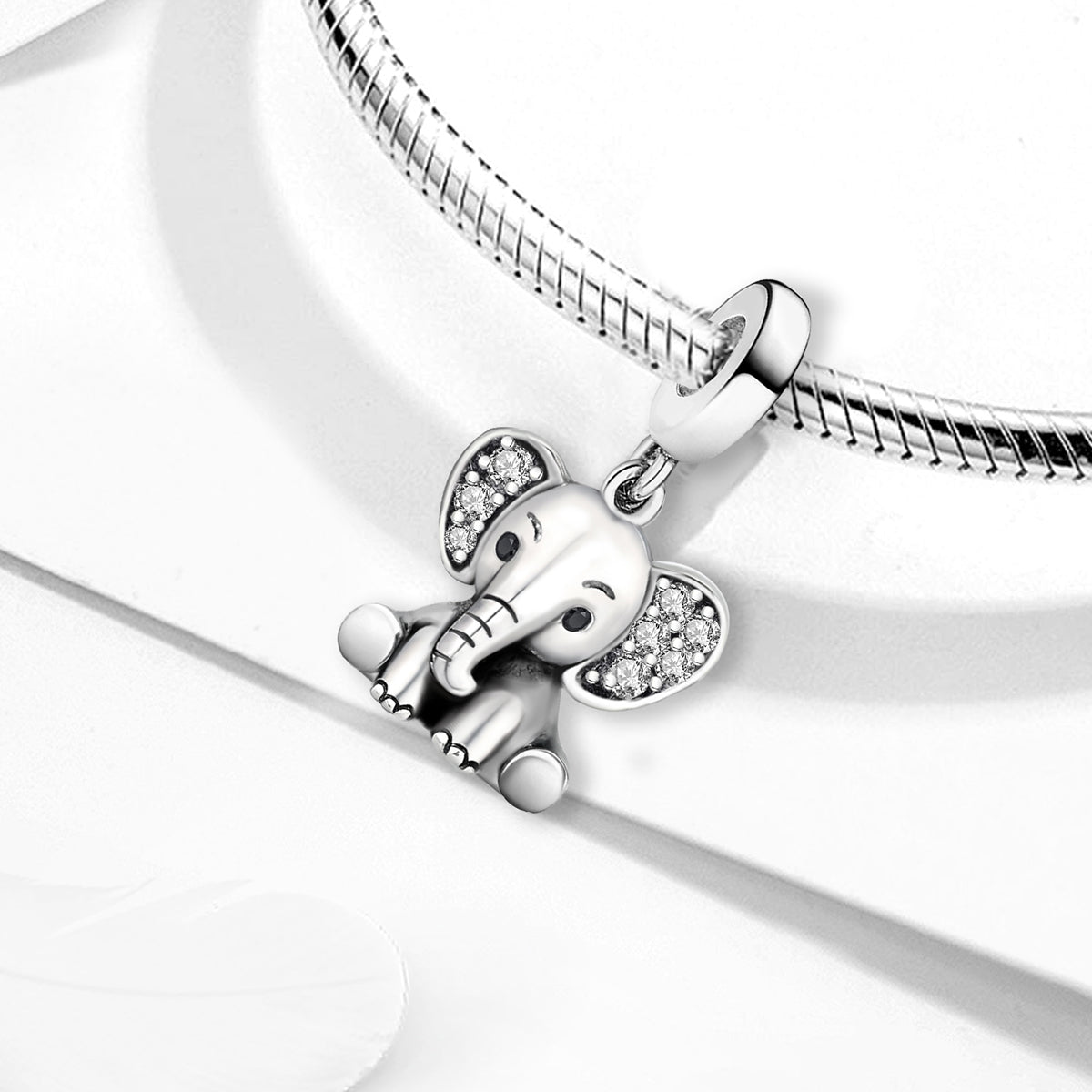 925 Sterling silver elephant charm bead