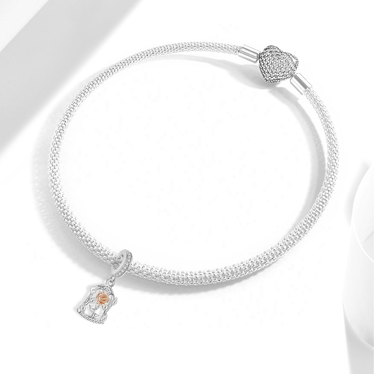 925 Sterling silver rose charm bead