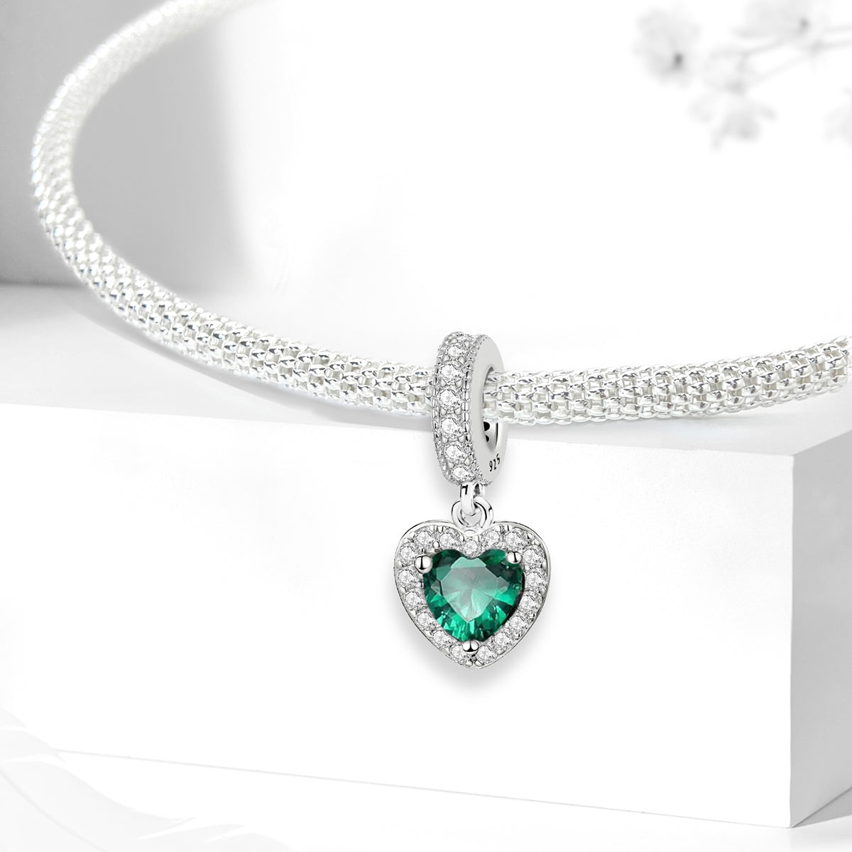 925 Sterling silver heart  charm bead