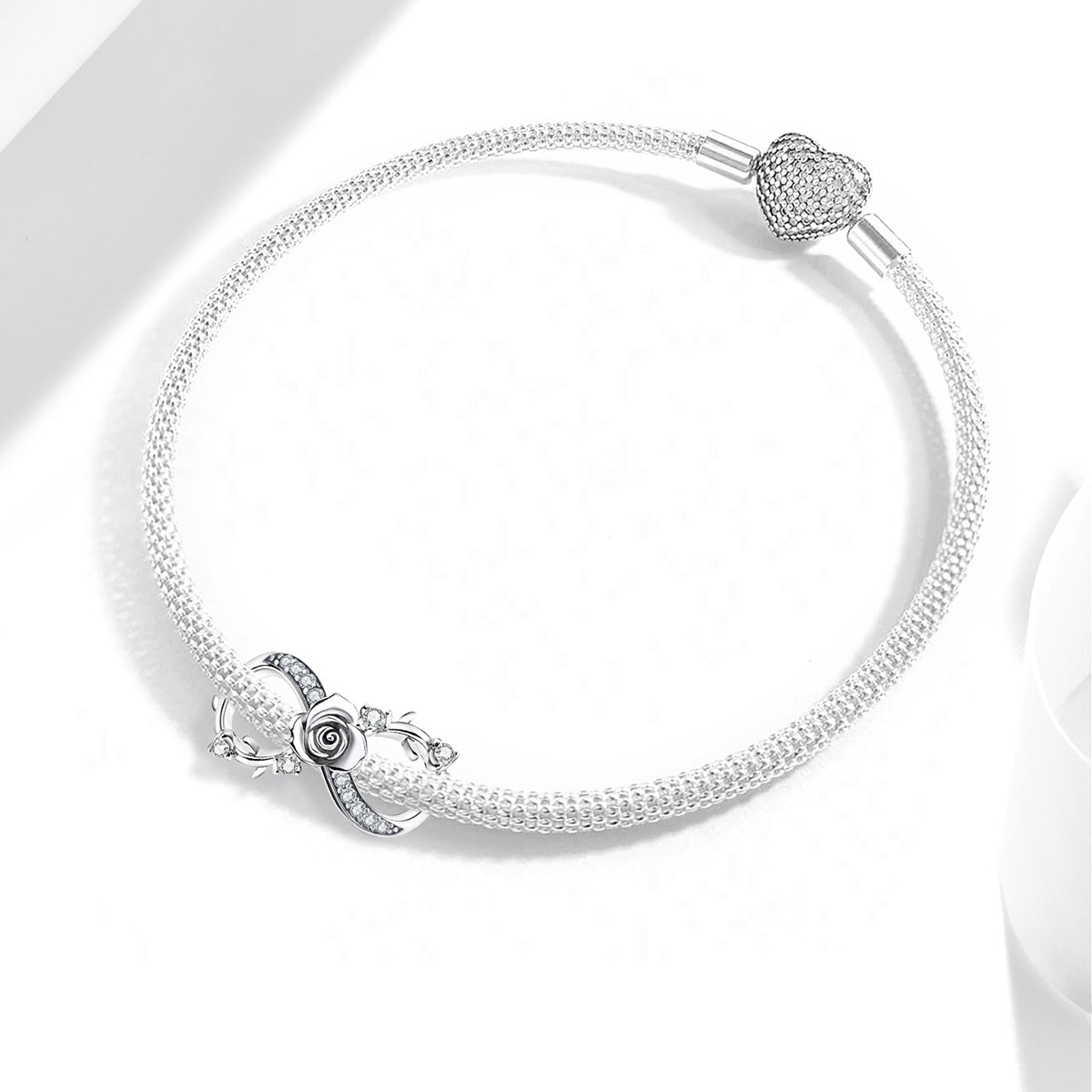 925 Sterling silver rose charm bead