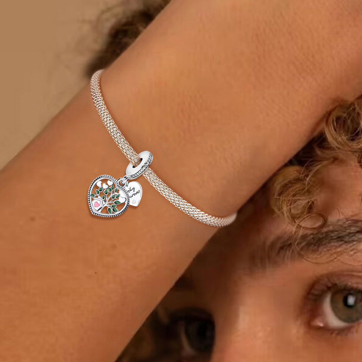 925 Sterling silver heart  charm bead