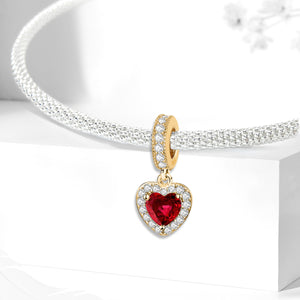 925 Sterling silver heart  charm bead