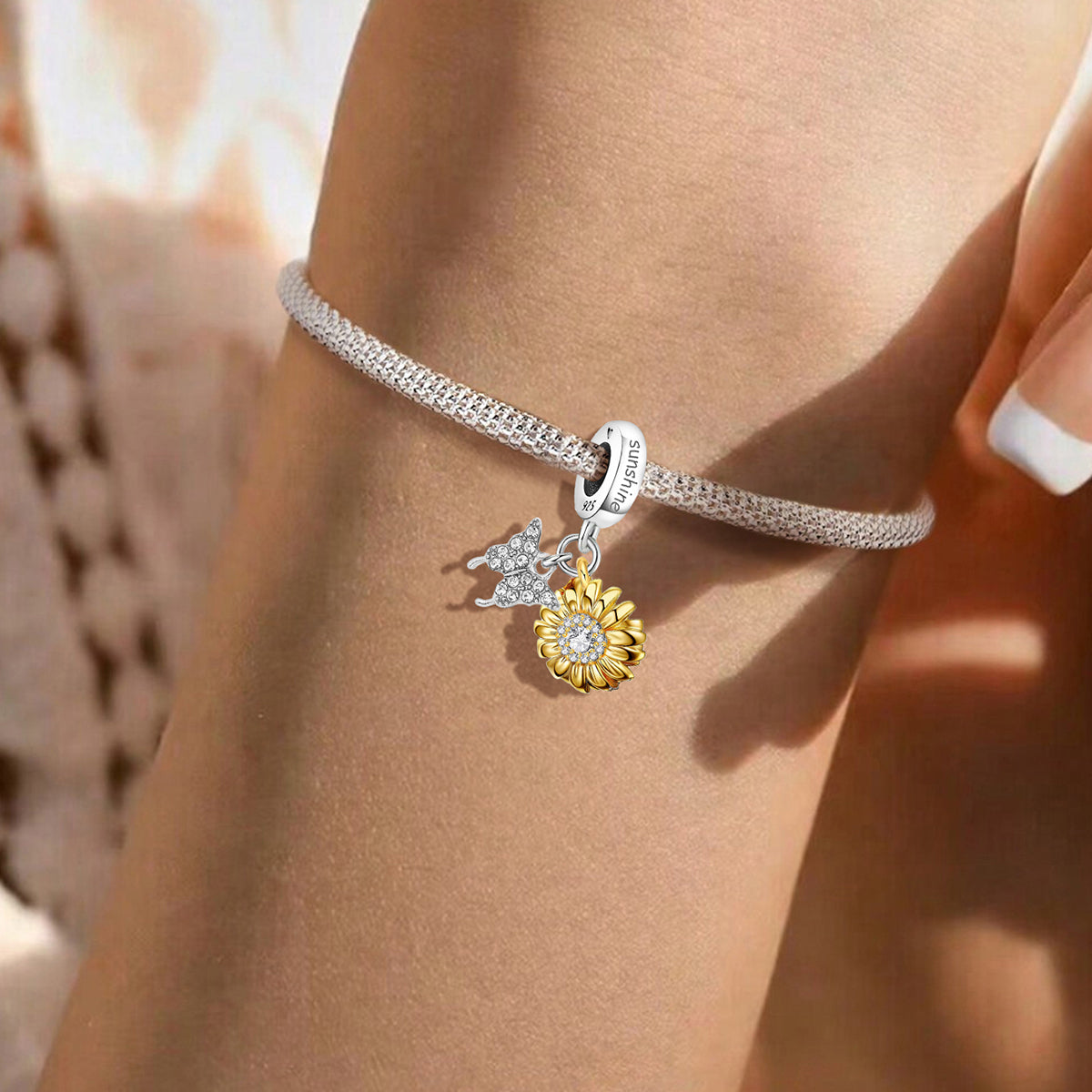 925 Sterling silver butterfly charm bead