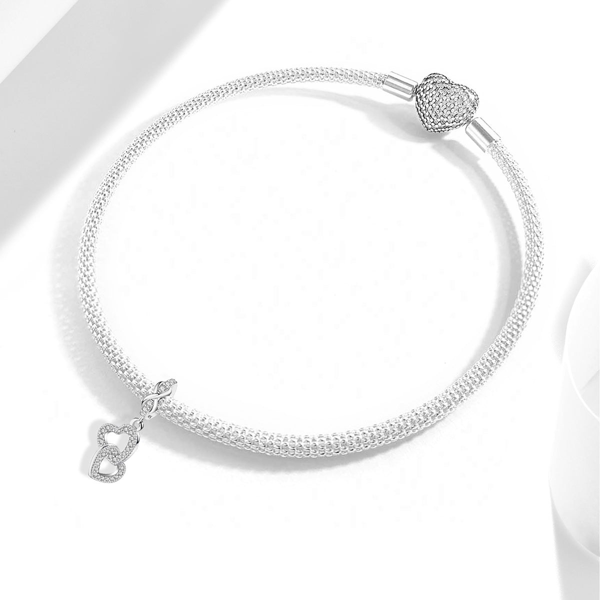 925 Sterling silver heart  charm bead