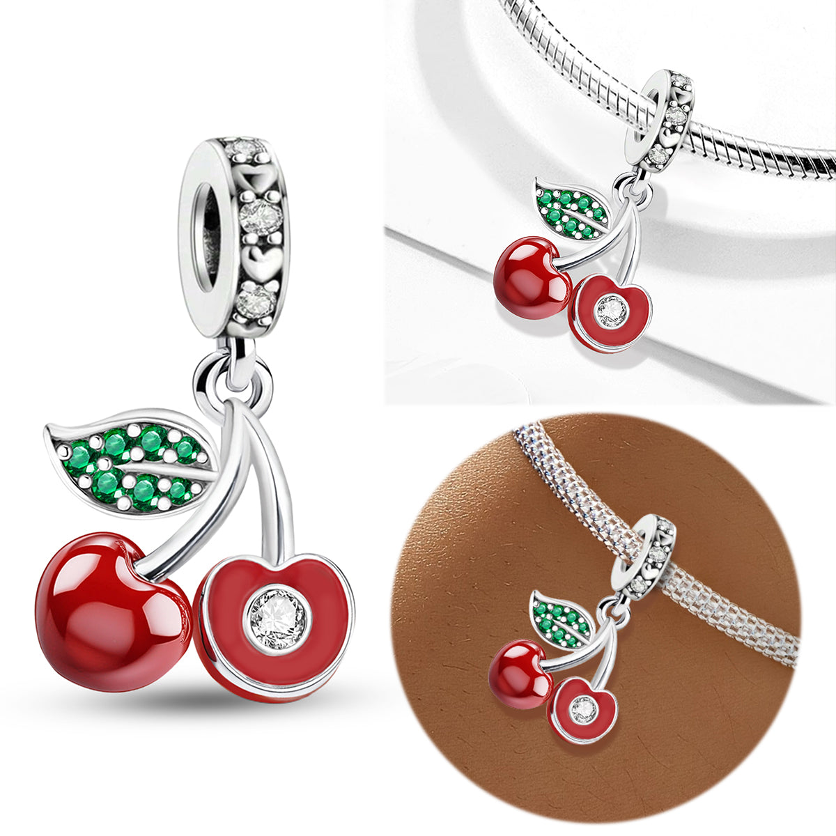 925 Sterling silver cherry charm bead