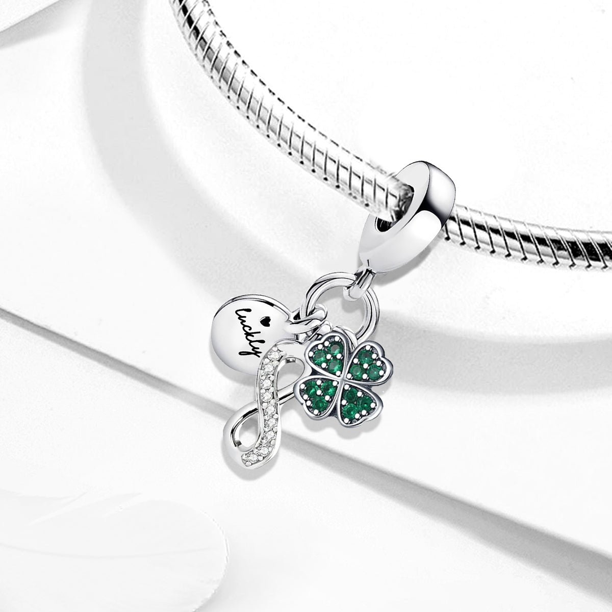 925 Sterling silver four-leaf clover charm bead