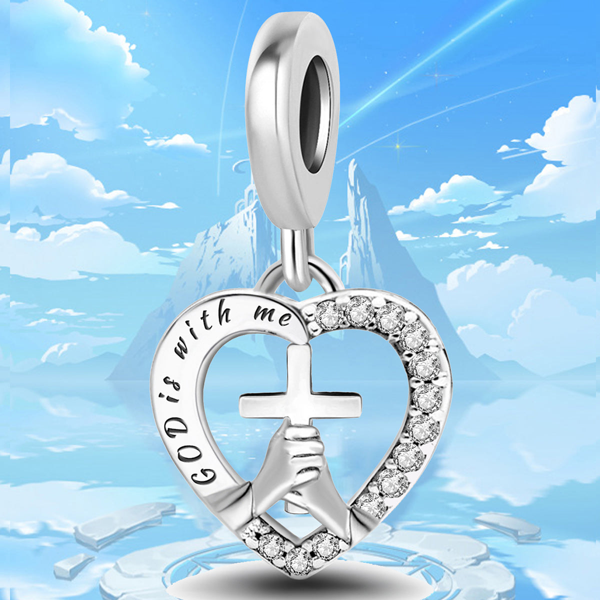 925 Sterling silver heart  charm bead