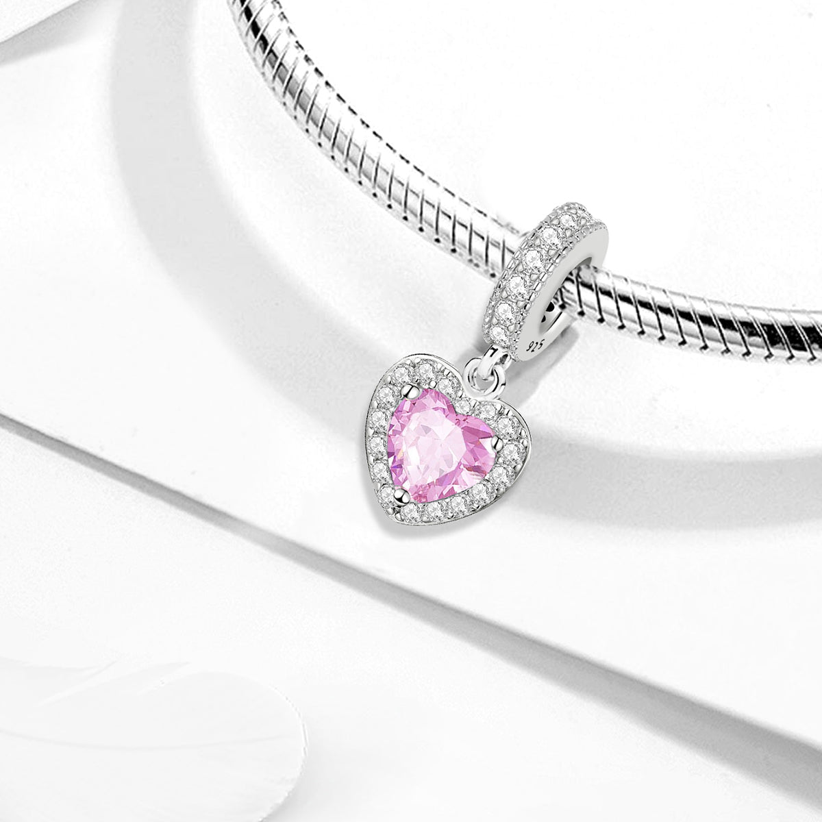 925 Sterling silver heart  charm bead