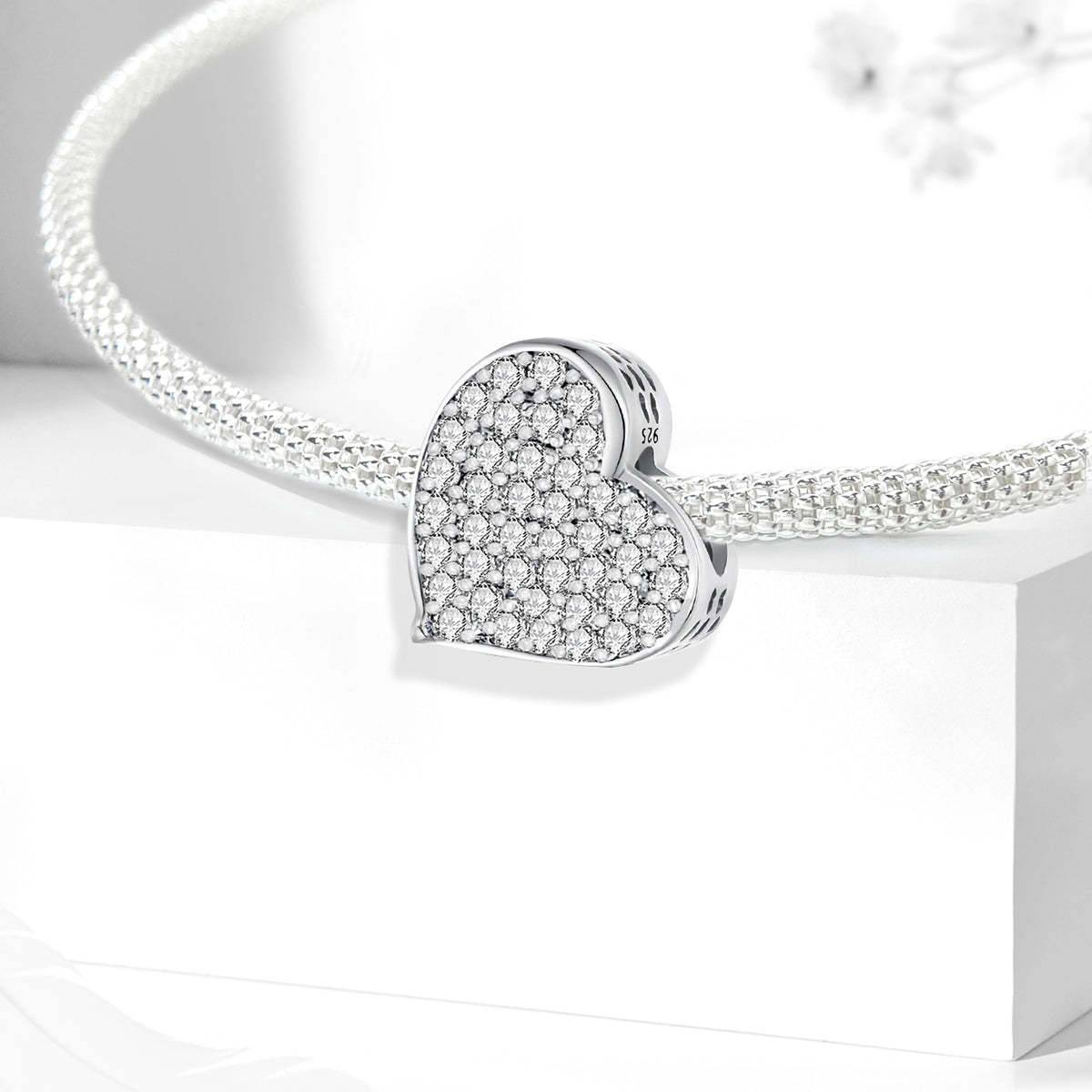 925 Sterling silver heart  charm bead