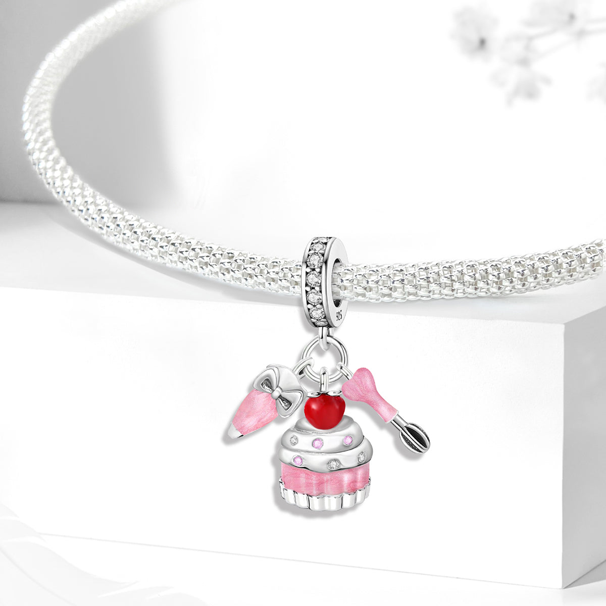 925 Sterling silver cake charm bead