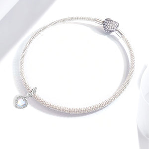 925 Sterling silver heart  charm bead