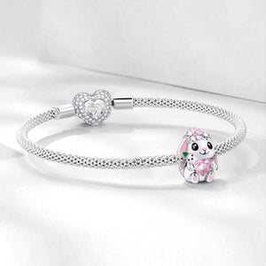 **Rabbit Beads | Black Foam Base + Pink Zirconia | Cute Design**