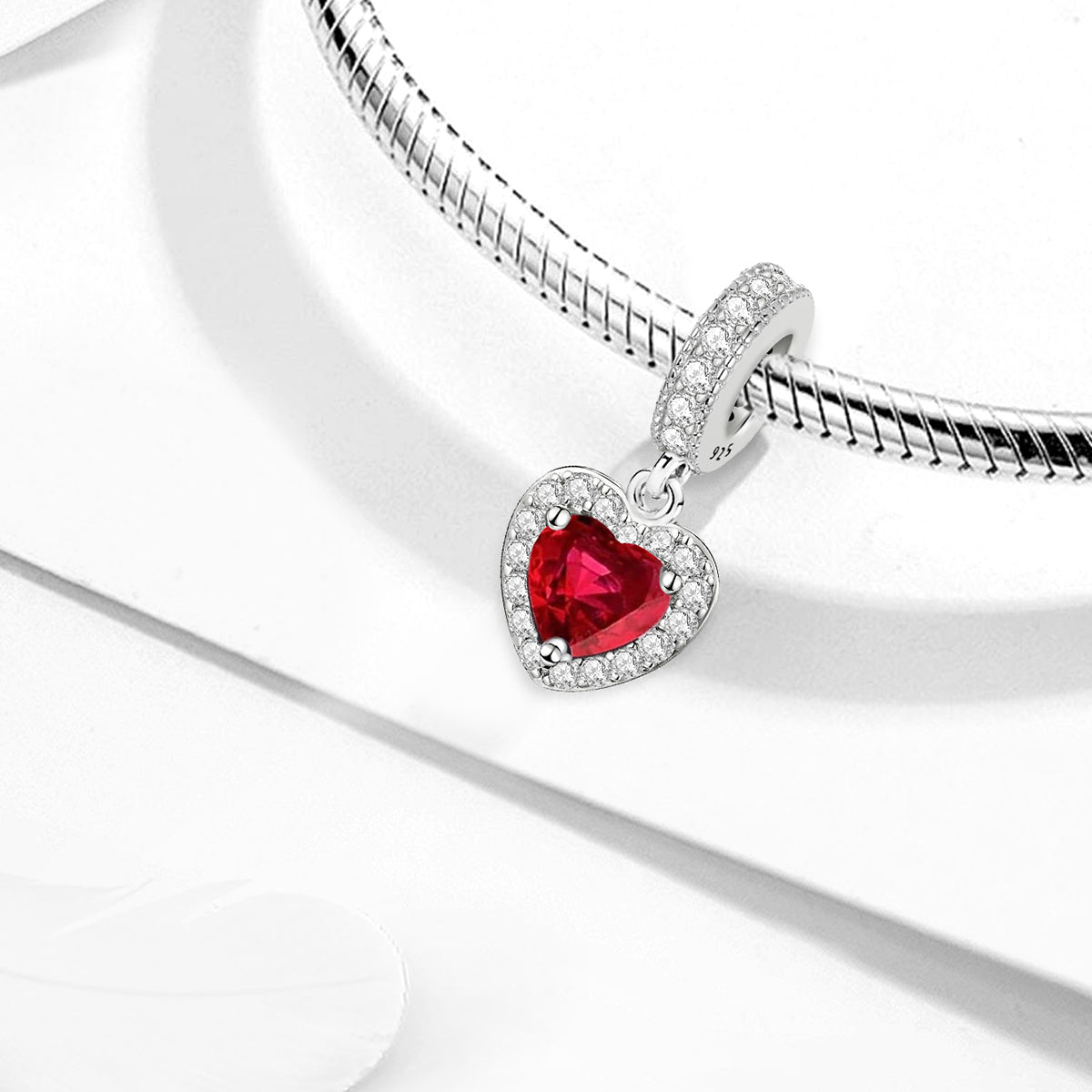 925 Sterling silver heart  charm bead