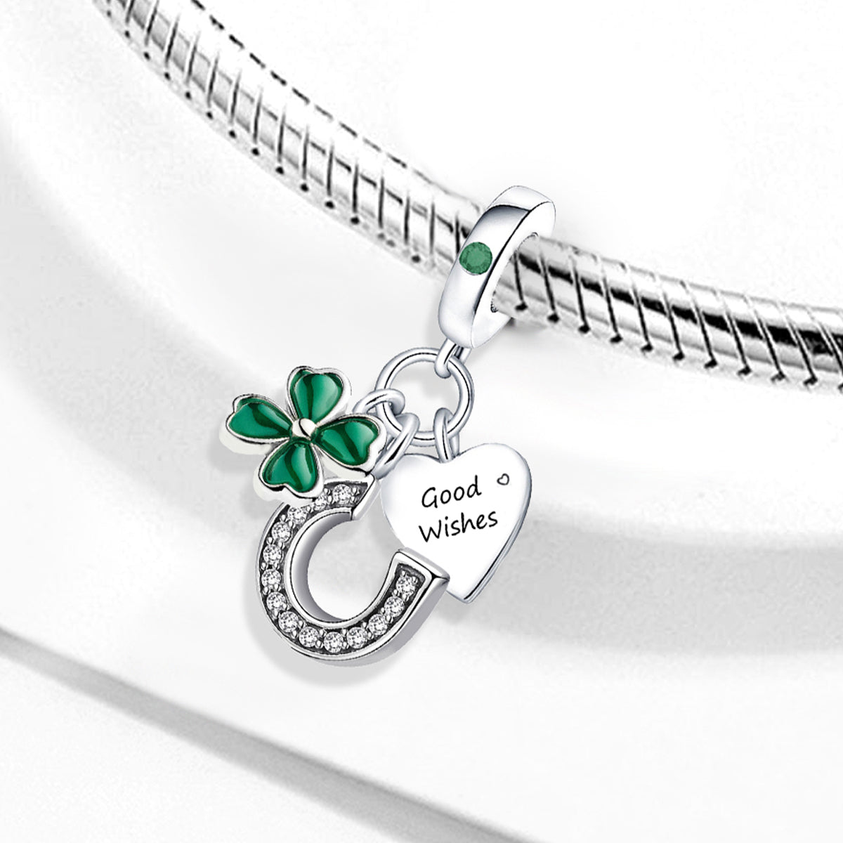 925 Sterling silver four-leaf clover charm bead