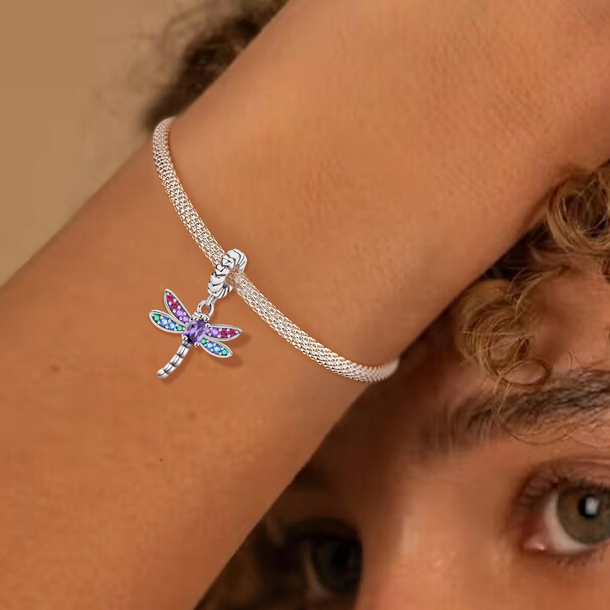 925 Sterling silver dragonfly charm bead