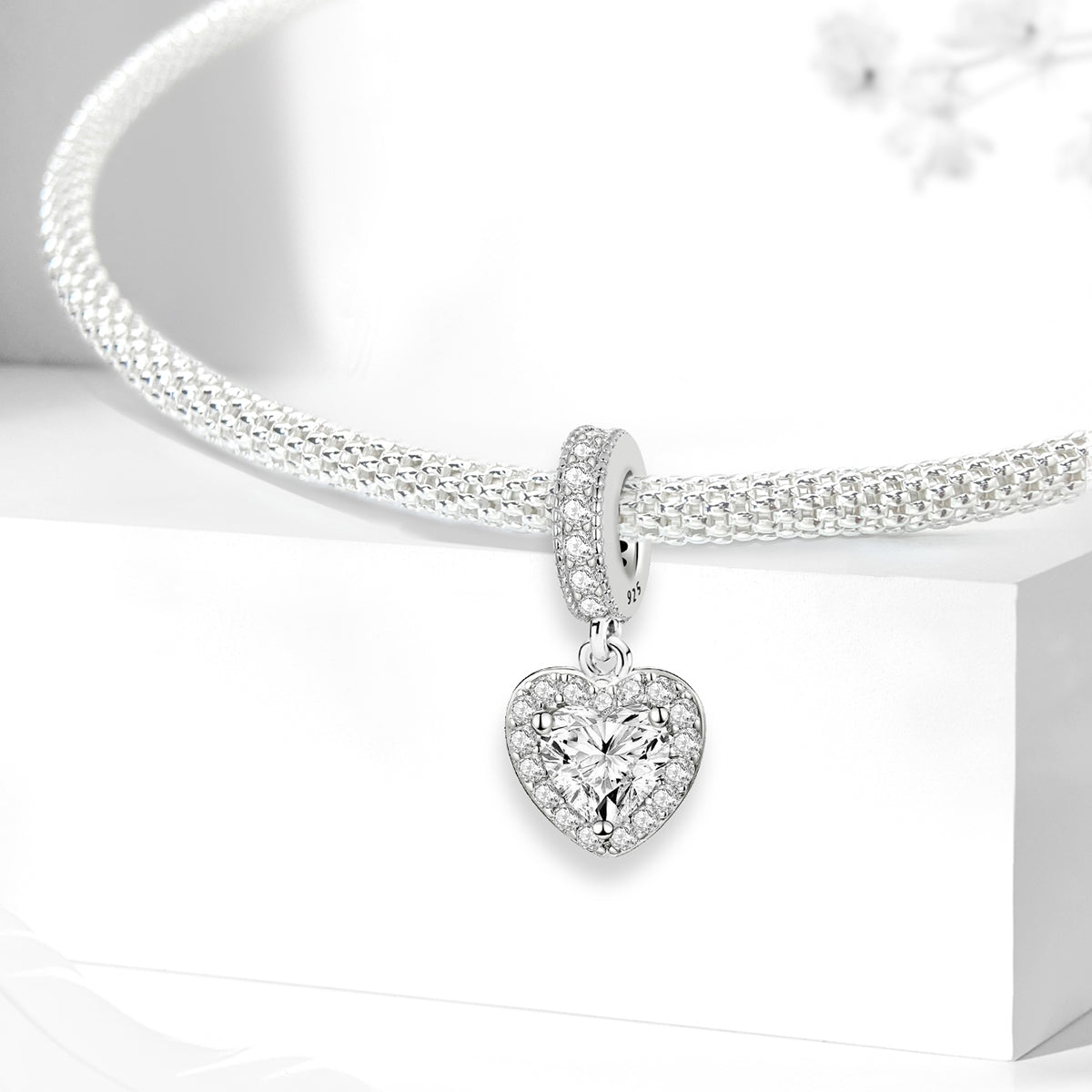 925 Sterling silver heart  charm bead