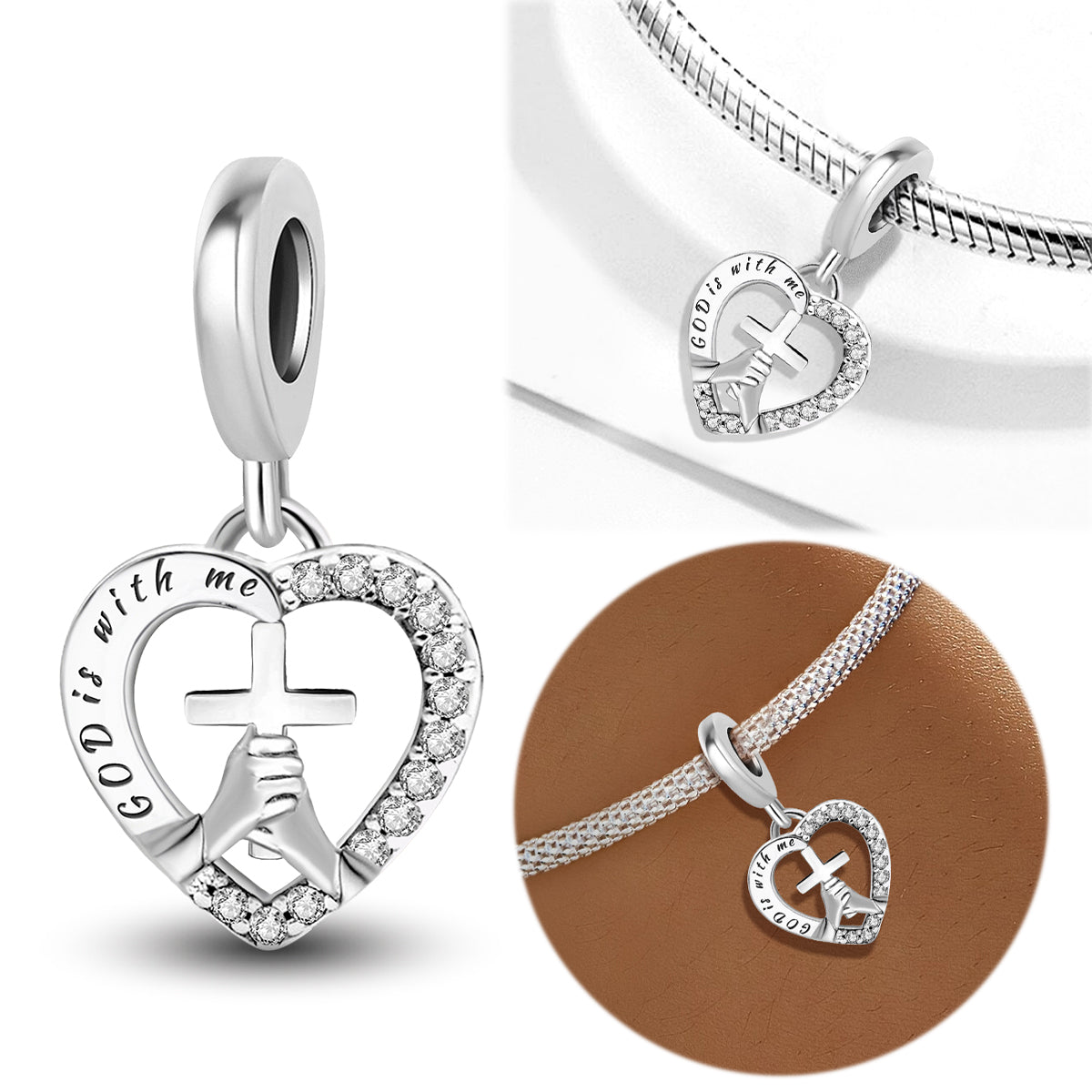 925 Sterling silver heart  charm bead