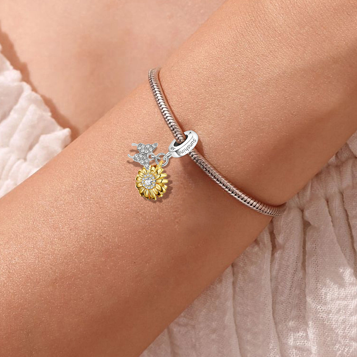 925 Sterling silver butterfly charm bead