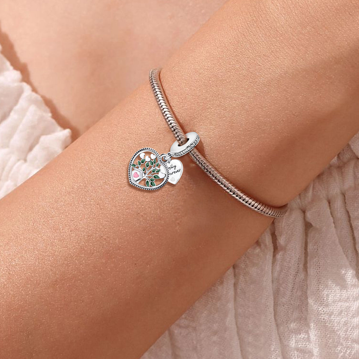 925 Sterling silver heart  charm bead