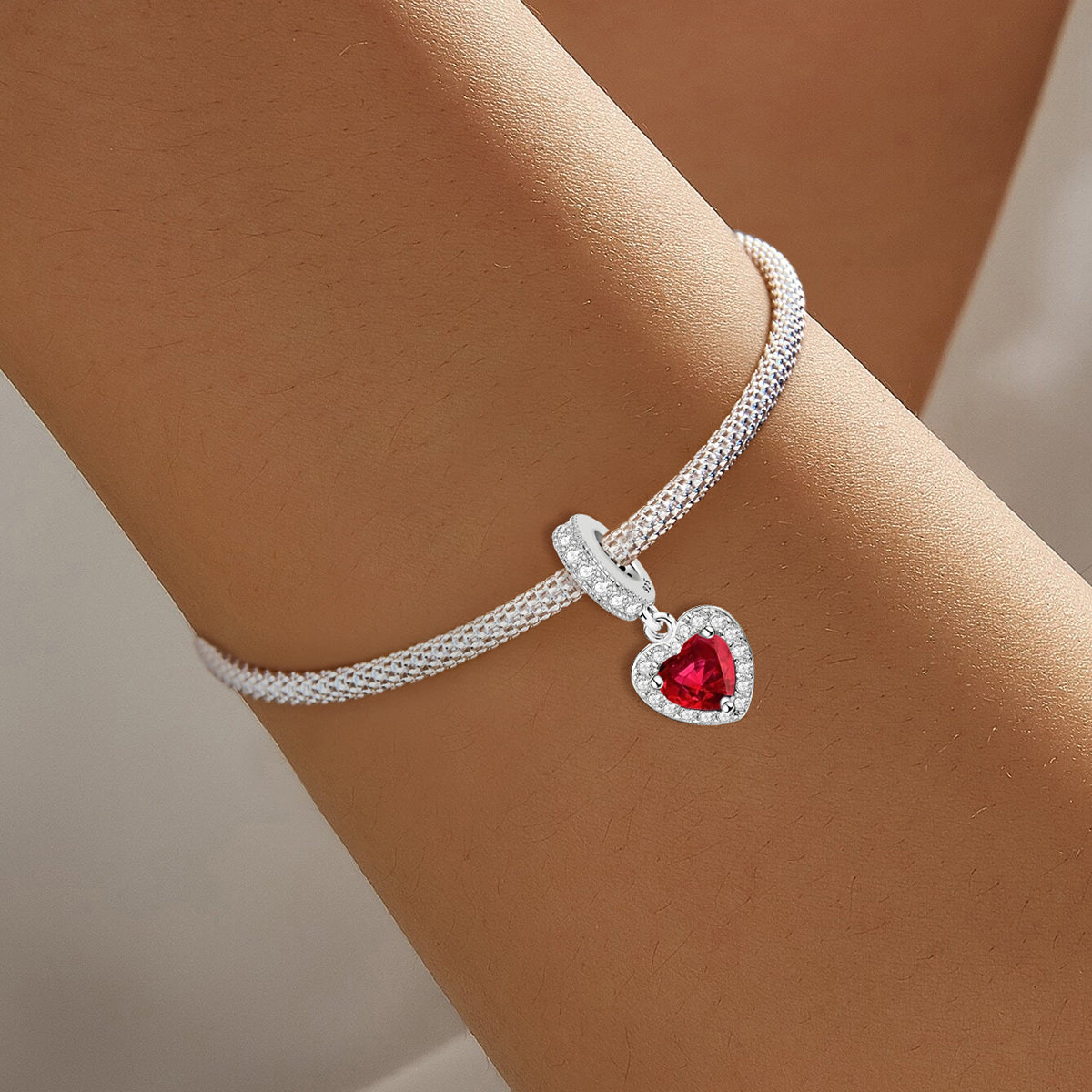 925 Sterling silver heart  charm bead