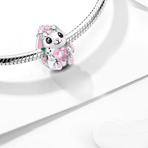 **Rabbit Beads | Black Foam Base + Pink Zirconia | Cute Design**