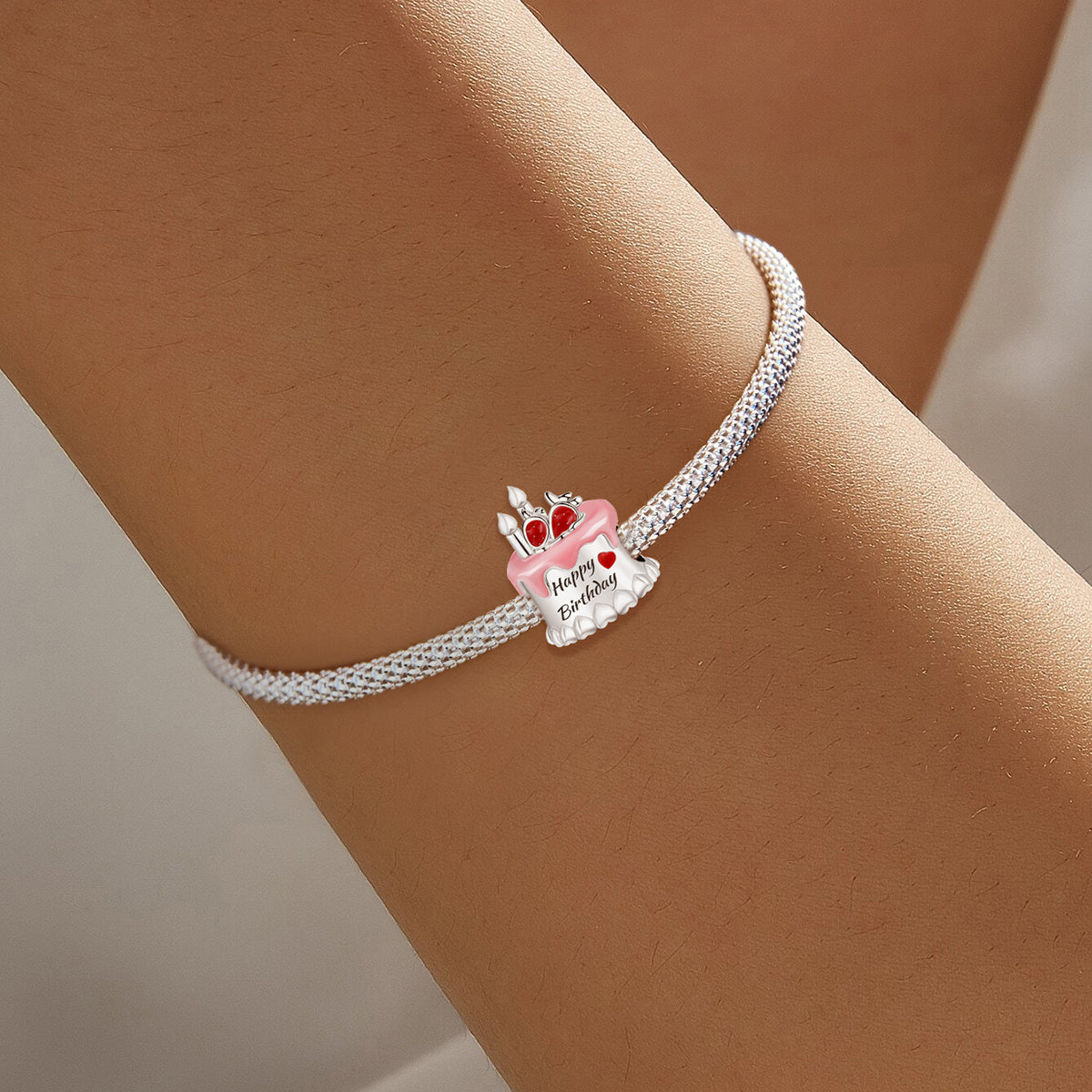 925 Sterling silver cake charm bead