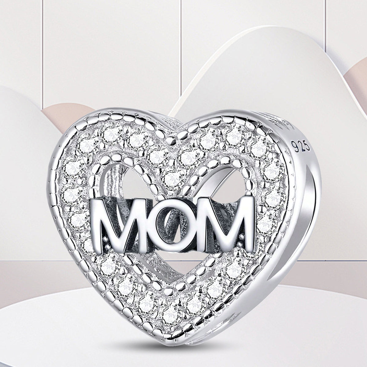 925 Sterling silver heart  charm bead