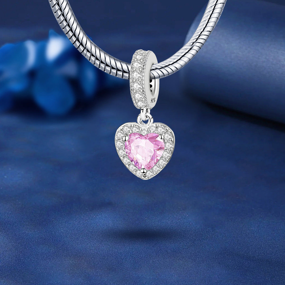 925 Sterling silver heart  charm bead