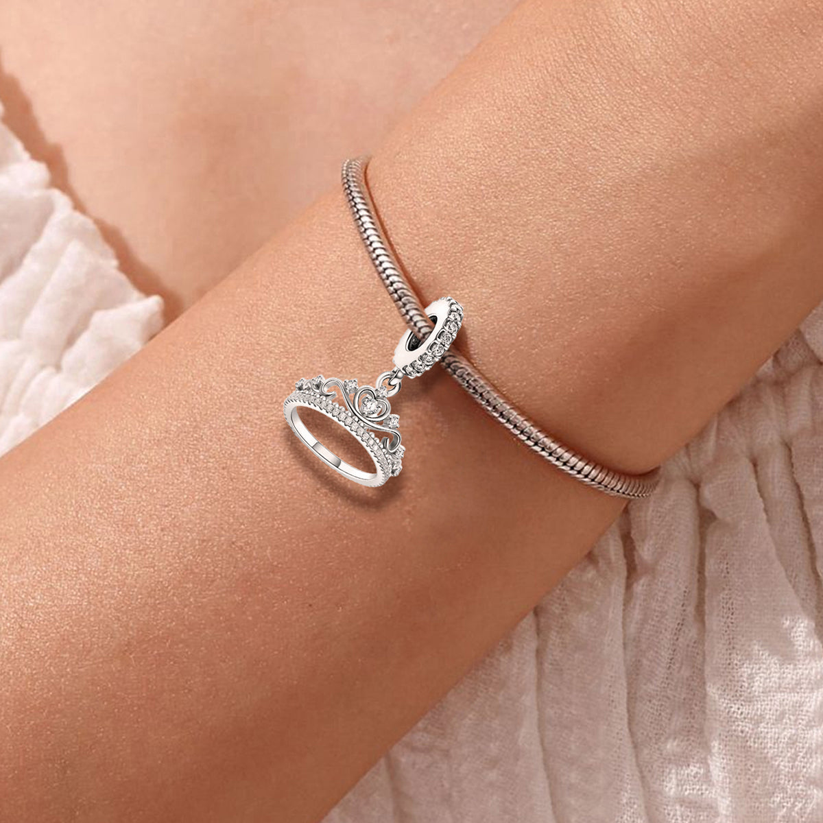 925 Sterling silver crown charm bead