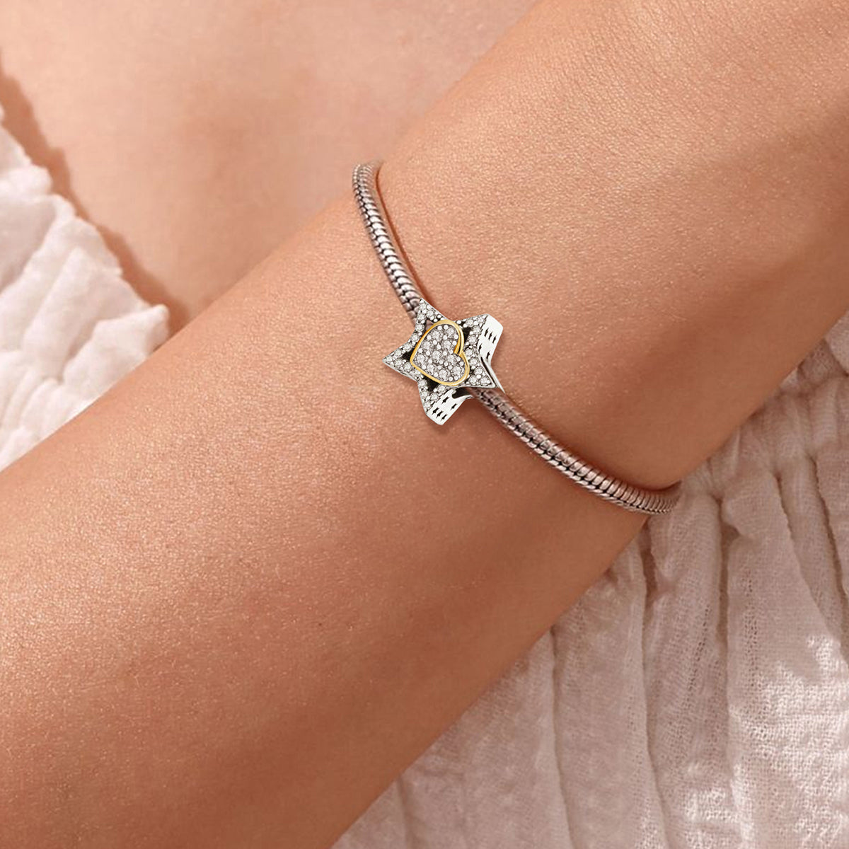 Star-Heart-Beads--Platinum-and-Gold-and-White-Zirconium